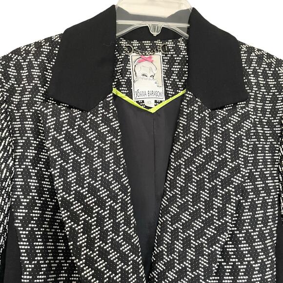 Yoana Baraschi Black White Geometric Pattern One Button Blazer Jacket Size 10 - Picture 2 of 9